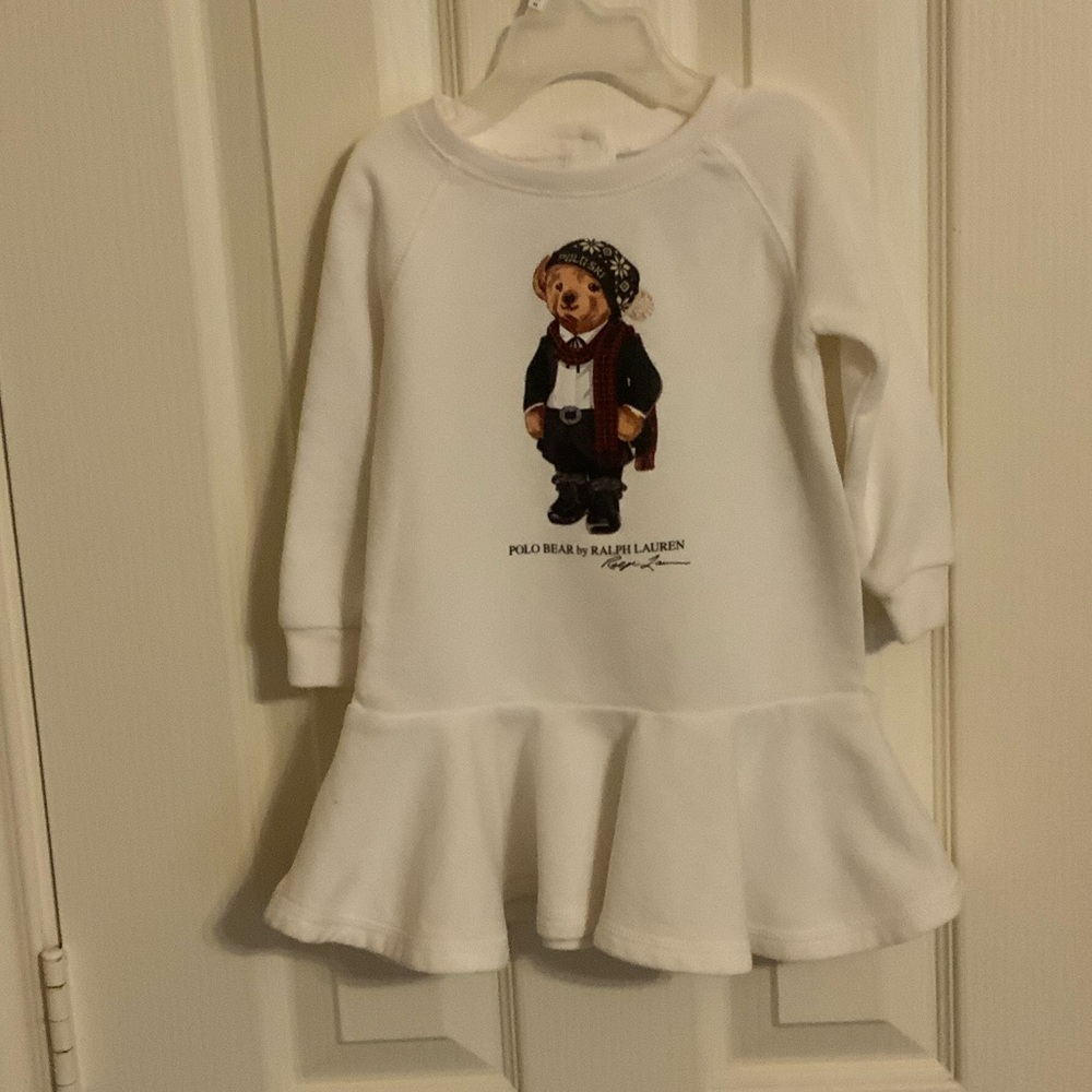 Ralph Lauren White Dress with Polo Bear ‘POLO SKI’ Graphic